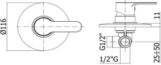 Смеситель для душа Paffoni Blu BLU010CR (с внутренней частью)